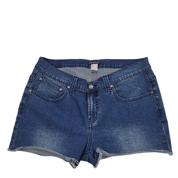 Venus Women's Light Distressing Jean Denim Frayed Hem Shorts 12 - Picture 2 of 5